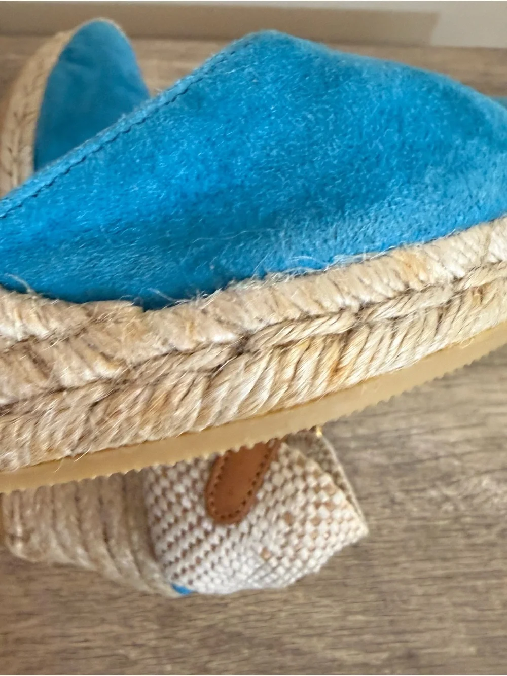 Kanna Wedge Espadrilles Blue Suede Women’s US Sz 6 Made in Spain Resort vacation